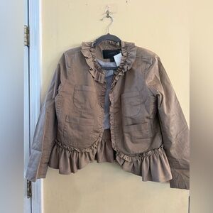 J.Crew Tan Ruffled Jacket, size 10